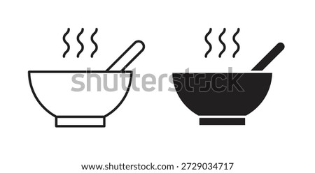 Bowl of soup icon simple vectors in black, suitable for projects