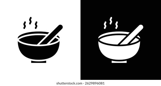 Bowl of soup icon in solid flat trendy design style.