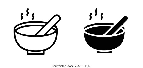 Bowl of soup icon symbol collection on white background.
