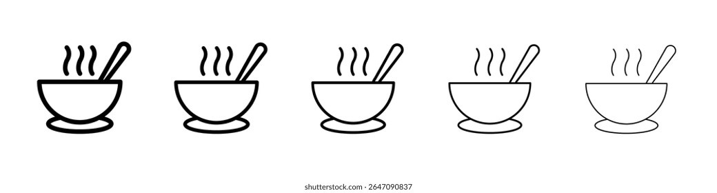 Bowl of soup icon vector outline symbol or illustration