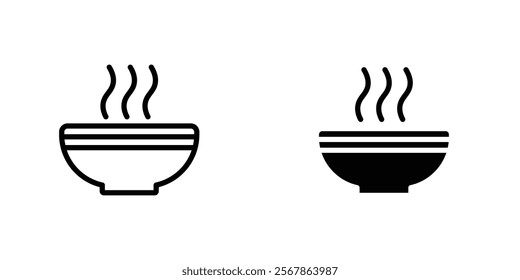 Bowl of soup icons collection in Filled flat and thin line style.