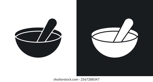 Bowl of soup icons in solid black and white colors