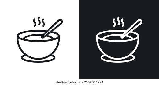 Bowl of soup icons. vector set in black colors