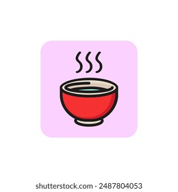 Bowl of soup line icon. Portion, bullion, porridge. Meal concept. Vector illustration can be used for topics like dinner, healthy eating, restaurant