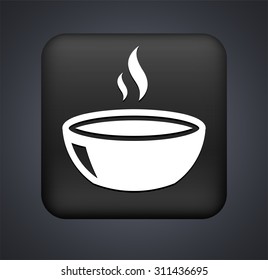 Bowl of Soup on Black Square Button