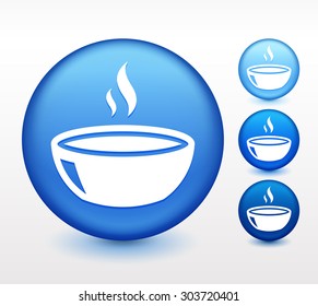 Bowl of Soup on Blue Round Button