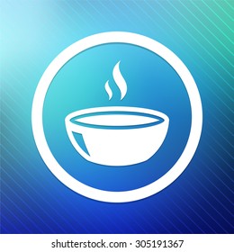 Bowl of Soup on Blue Round Button