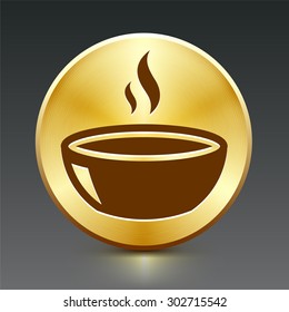 Bowl of Soup on Gold Round Button
