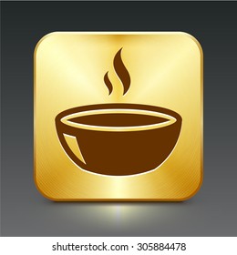 Bowl of Soup on Gold Square Button