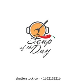 bowl of soup with pepper and spoon isolated on white background