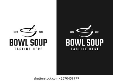 Bowl soup and spoon logo design template vector illustration idea