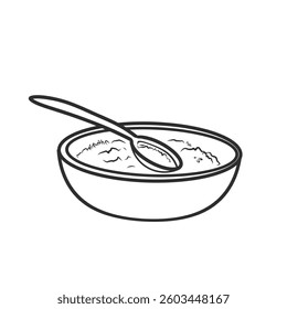 bowl of soup with spoon on white background