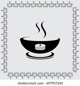 A bowl of soup vector icon