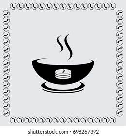 A bowl of soup vector icon