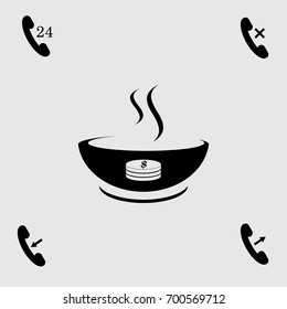 A bowl of soup vector icon