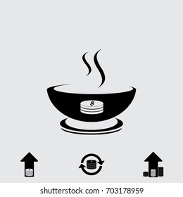 A bowl of soup vector icon