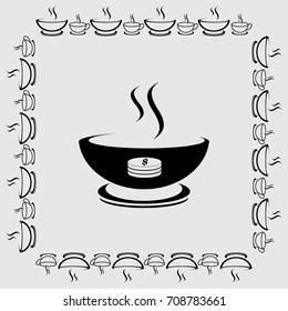 A bowl of soup vector icon