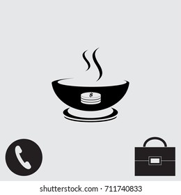 A bowl of soup vector icon