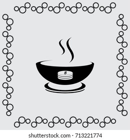 A bowl of soup vector icon
