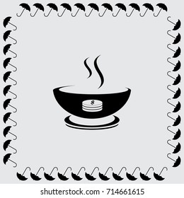 A bowl of soup vector icon