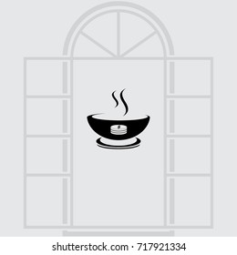 A bowl of soup vector icon