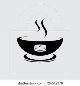 A bowl of soup vector icon