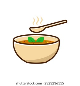 Bowl of soup vector isolated on white background. Soup cartoon illustration
