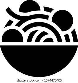 Bowl Of Spaghetti With Meatballs Vector Icon
