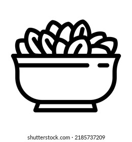 bowl spinach line icon vector. bowl spinach sign. isolated contour symbol black illustration
