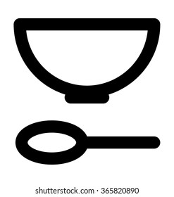 Bowl and Spoon Bold Line Vector Icon