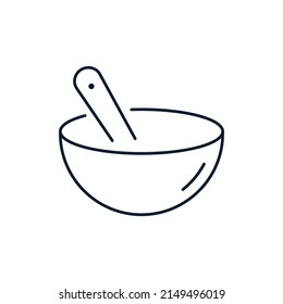 Bowl and spoon. The concept of cooking, restaurant. Vector icon isolated on white background.