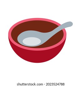 Bowl with spoon emoji flat icon isolated vector illustration on white background