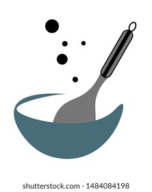 a bowl and a spoon flat vector