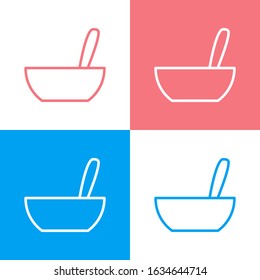 Bowl with a spoon, healthy food icon. Can be used for many purposes, website. Trendy style and editable vector. EPS.