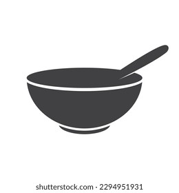 Bowl with spoon icon isolated vector illustration on white background.