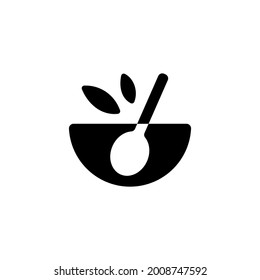 bowl spoon leaf logo vector icon illustration