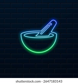 Bowl With Spoon. neon style.pylon on background.premium quality symbols.vector icons for concept and graphic design.