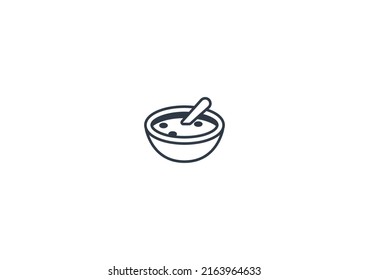Bowl with Spoon vector flat emoticon. Isolated Bowl with Spoon emoji illustration. Bowl with Spoon icon