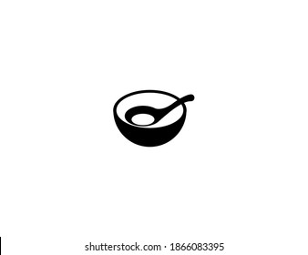Bowl with spoon vector icon. Isolated bowl with spoon illustration