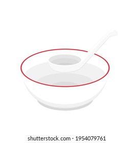 Bowl and Spoon vector. Bowl on white background.