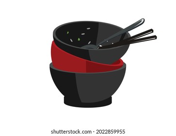 Bowl stack. Simple flat illustration.