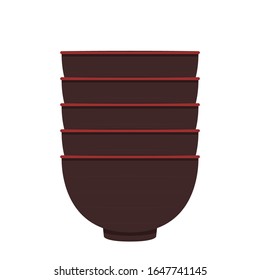 Vector de pila Bowl. Pieza de tazón de Japón sobre fondo blanco.