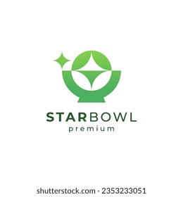 bowl with star and leaf for vegetarian logo design