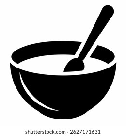 Bowl stirring black vector on white background.