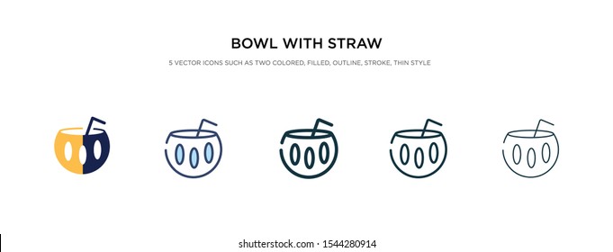 bowl with straw icon in different style vector illustration. two colored and black bowl with straw vector icons designed in filled, outline, line and stroke style can be used for web, mobile, ui