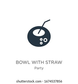 Bowl with straw icon vector. Trendy flat bowl with straw icon from party collection isolated on white background. Vector illustration can be used for web and mobile graphic design, logo, eps10