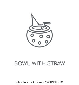 Bowl with Straw linear icon. Bowl with Straw concept stroke symbol design. Thin graphic elements vector illustration, outline pattern on a white background, eps 10.