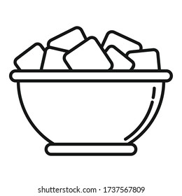 Bowl sugar cubes icon. Outline bowl sugar cubes vector icon for web design isolated on white background