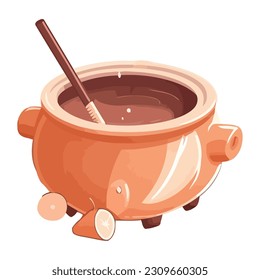 bowl with sweet melting chocolate icon isolated