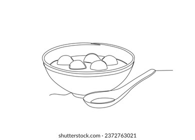 A bowl of tangyuan for the Dongzhi festival . Dongzhi festival one-line drawing